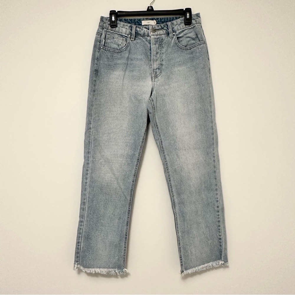 TGLA Light Wash Distressed Denim Jeans Raw Hem size 27 size 4 Boyfriend Straight